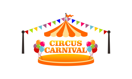 Carnival circus sign fun amusement performance logo vector