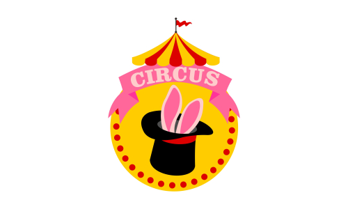 Carnival circus sign fun amusement performance logo vector