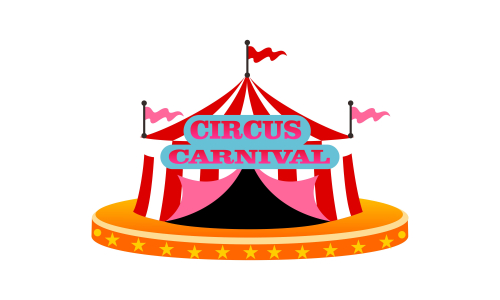 Carnival circus sign fun amusement performance logo vector