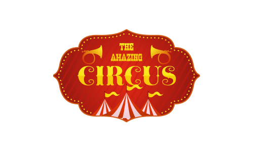 Carnival circus sign fun amusement performance logo vector