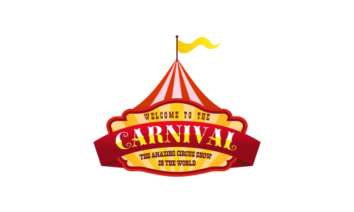 Carnival circus sign fun amusement performance logo vector