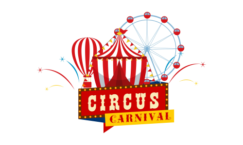 Carnival circus sign fun amusement performance logo vector