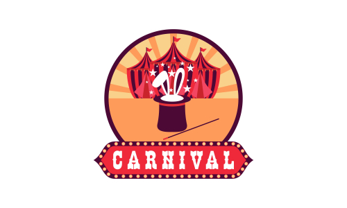 Carnival circus sign fun amusement performance logo vector