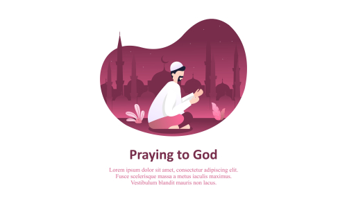 Muslim praying to Allah and islamic ramadan kareem Illustration logo