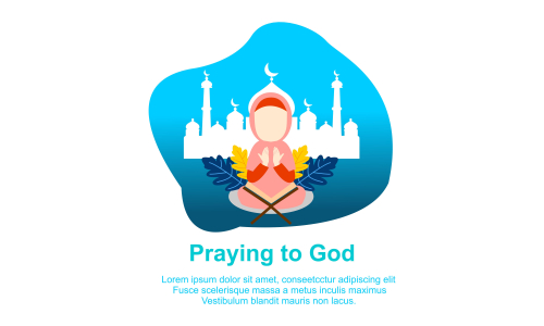 Muslim praying to Allah and islamic ramadan kareem Illustration logo