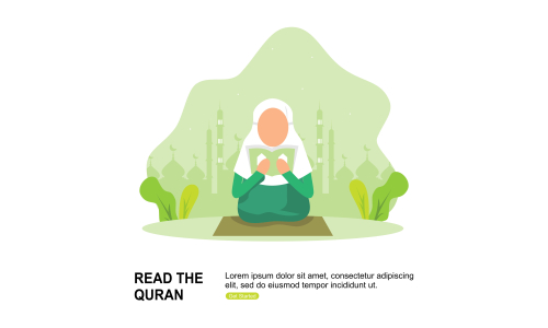 Muslim praying to Allah and islamic ramadan kareem Illustration logo