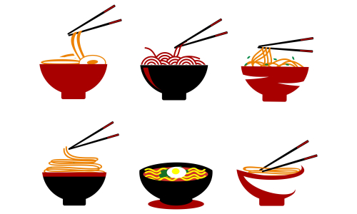 Collection noodle food, noodle bowl logo vector