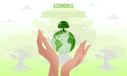 Flat design plants ecology green world isometric concept composition illustration 