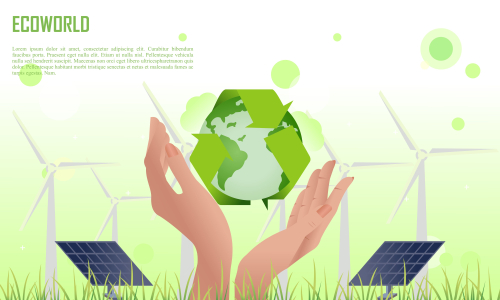 Flat design plants ecology green world isometric concept composition illustration 