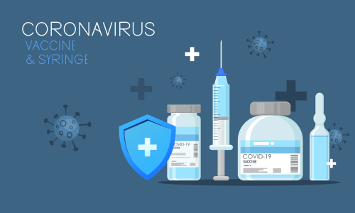 Syringes and vials containing anti-coronavirus drugs. Coronavirus vaccine