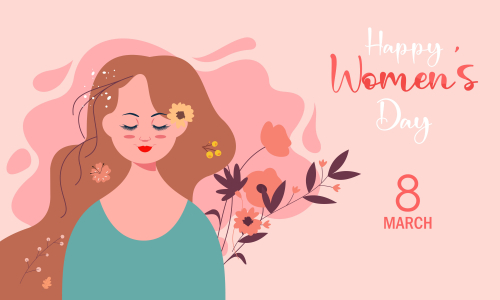 Flat design international womens day with floral details