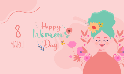 Flat design international womens day with floral details