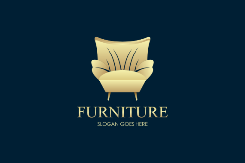 Elegant furniture logo with golden couch