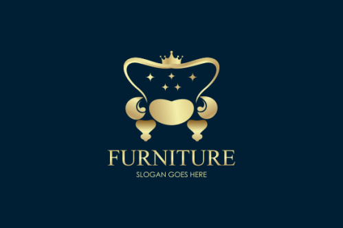 Elegant furniture logo with golden couch