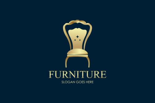 Elegant furniture logo with golden couch