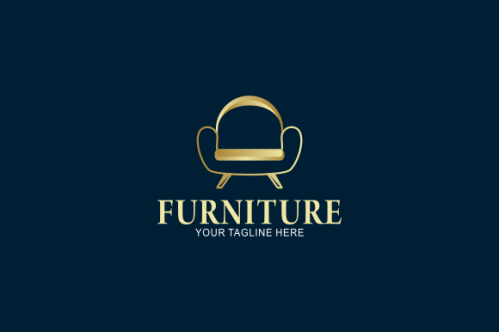 Elegant furniture logo with golden couch