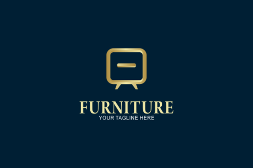 Elegant furniture logo with golden couch