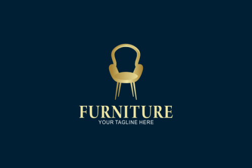 Elegant furniture logo with golden couch