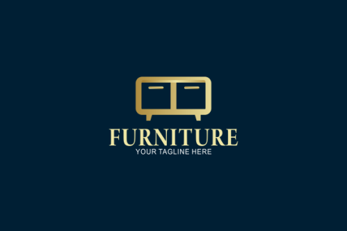 Elegant furniture logo with golden couch