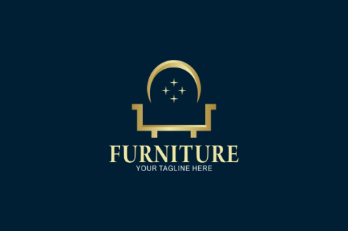 Elegant furniture logo with golden couch