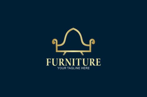 Elegant furniture logo with golden couch