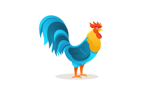 Rooster character portrait. vector flat illustration