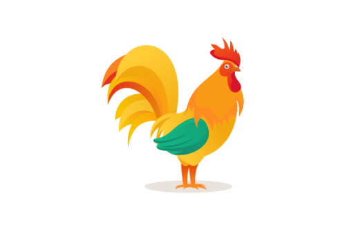 Rooster character portrait. vector flat illustration