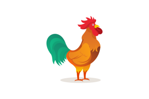 Rooster character portrait. vector flat illustration