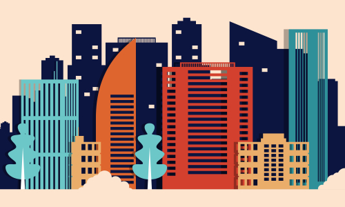 City skyline landmarks illustration. Building illustration