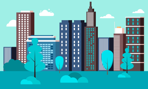 City skyline landmarks illustration. Building illustration