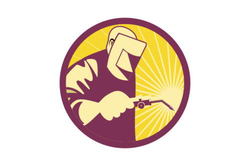 Welder worker welding torch retro. Logo vector