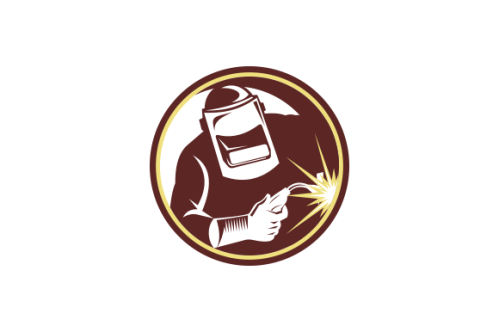 Welder worker welding torch retro. Logo vector