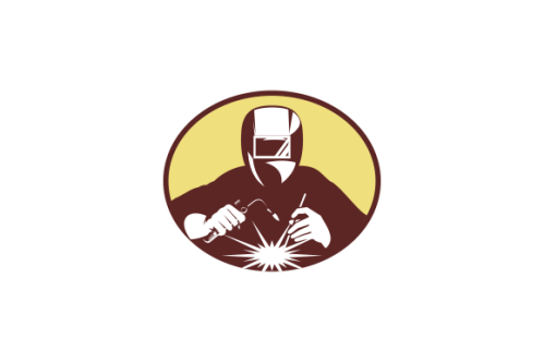 Welder worker welding torch retro. Logo vector