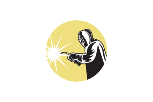 Welder worker welding torch retro. Logo vector