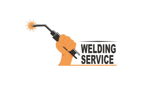 Welding torch with spark logo design. Welder tool vector design