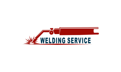 Welding torch with spark logo design. Welder tool vector design