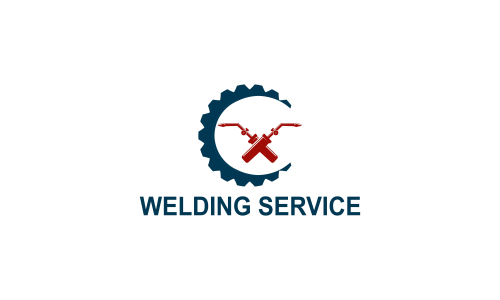 Welding torch with spark logo design. Welder tool vector design