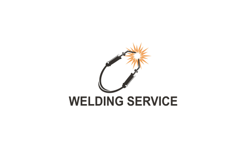 Welding torch with spark logo design. Welder tool vector design