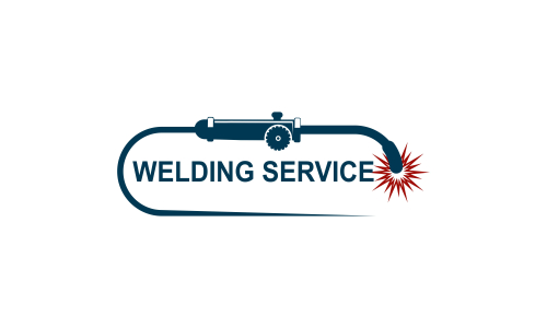 Welding torch with spark logo design. Welder tool vector design