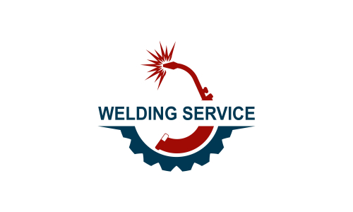 Welding torch with spark logo design. Welder tool vector design