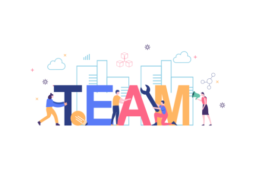 Flat design concept of team building, teamwork, team management illustration