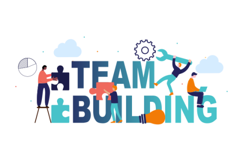 Flat design concept of team building, teamwork, team management illustration