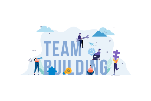 Flat design concept of team building, teamwork, team management illustration