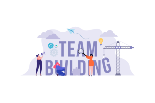 Flat design concept of team building, teamwork, team management illustration