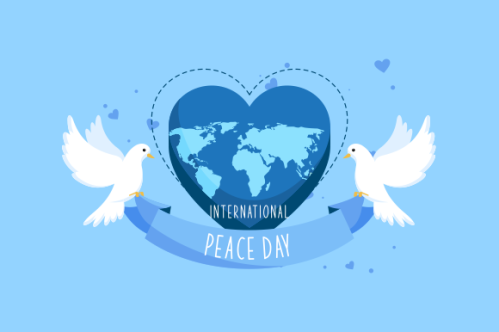 International day of peace with dove. Peace day background with dove