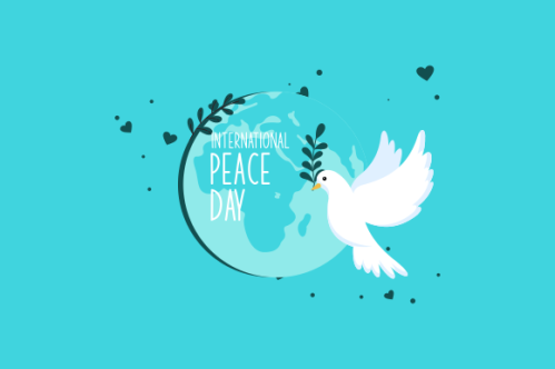 International day of peace with dove. Peace day background with dove