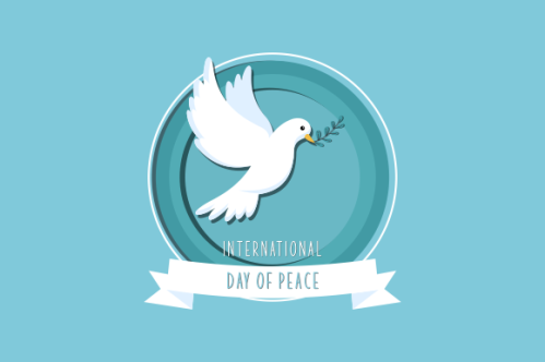 International day of peace with dove. Peace day background with dove