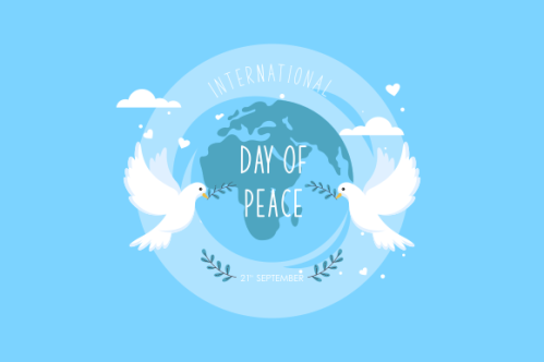 International day of peace with dove. Peace day background with dove