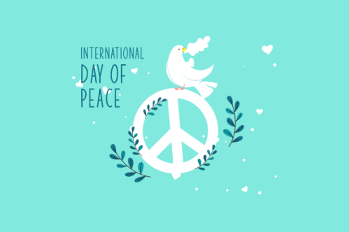 International day of peace with dove. Peace day background with dove