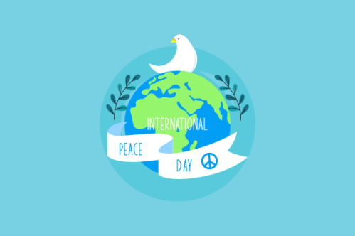 International day of peace with dove. Peace day background with dove